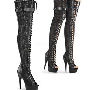 LACE PEEP TOE THIGH BOOT